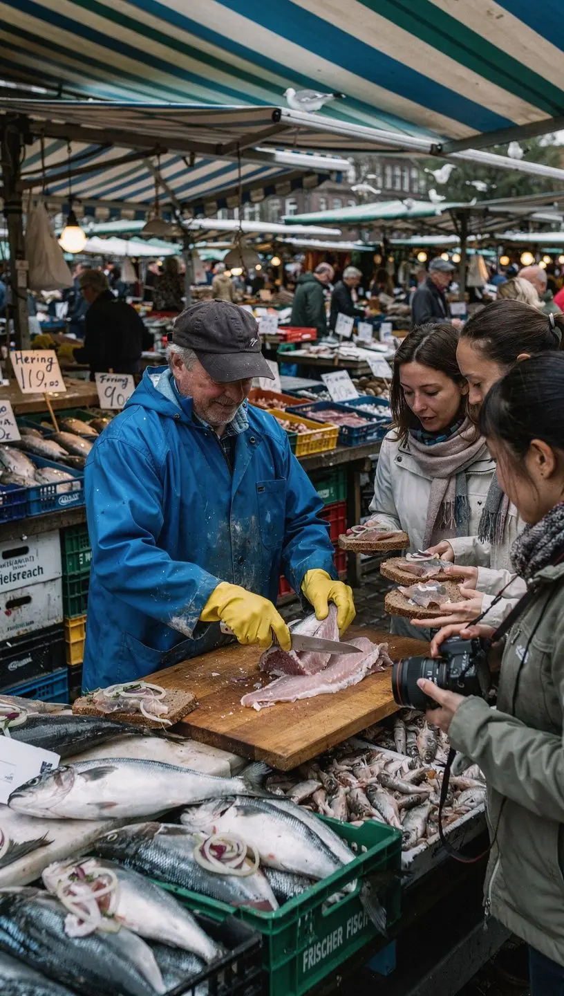 Ein traditioneller Biergarten mit Gästen, die regionale Spezialitäten genießen.